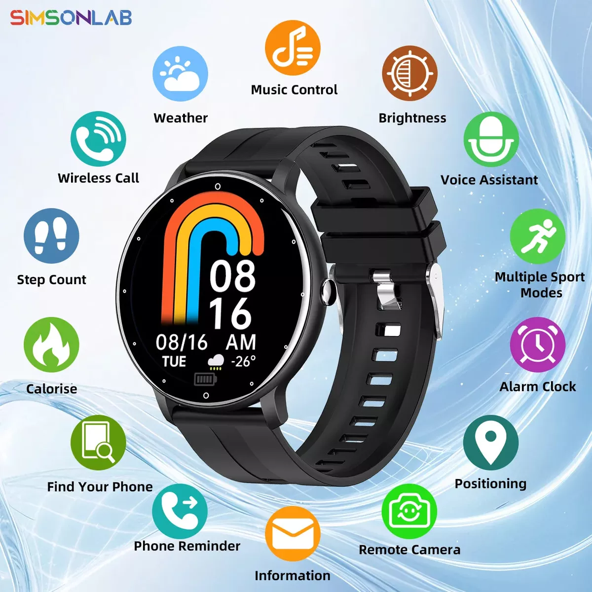 1.5-Inch Smartwatch With Wireless Call and Camera Control for Android and iOS