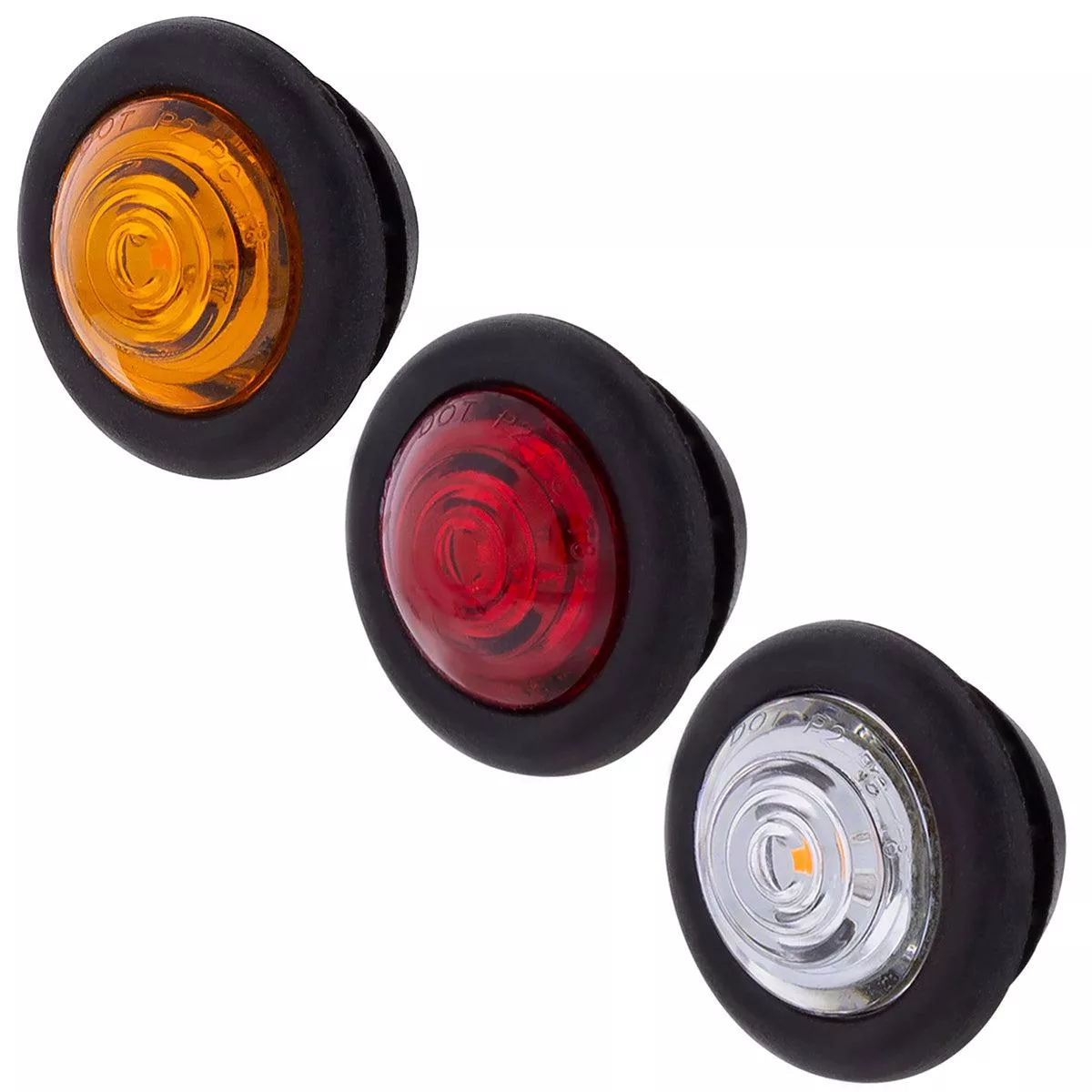1 LED 3/4″ Mini Clearance Light w Rubber Grommet (Amber or Red LEDs – Amber, Red or Clear Lens)