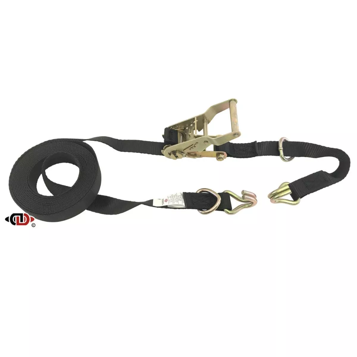 1 x 16 Utility Tie-Down Ratchet Strap w/ D-Rings and Wire J-Hooks Each End
