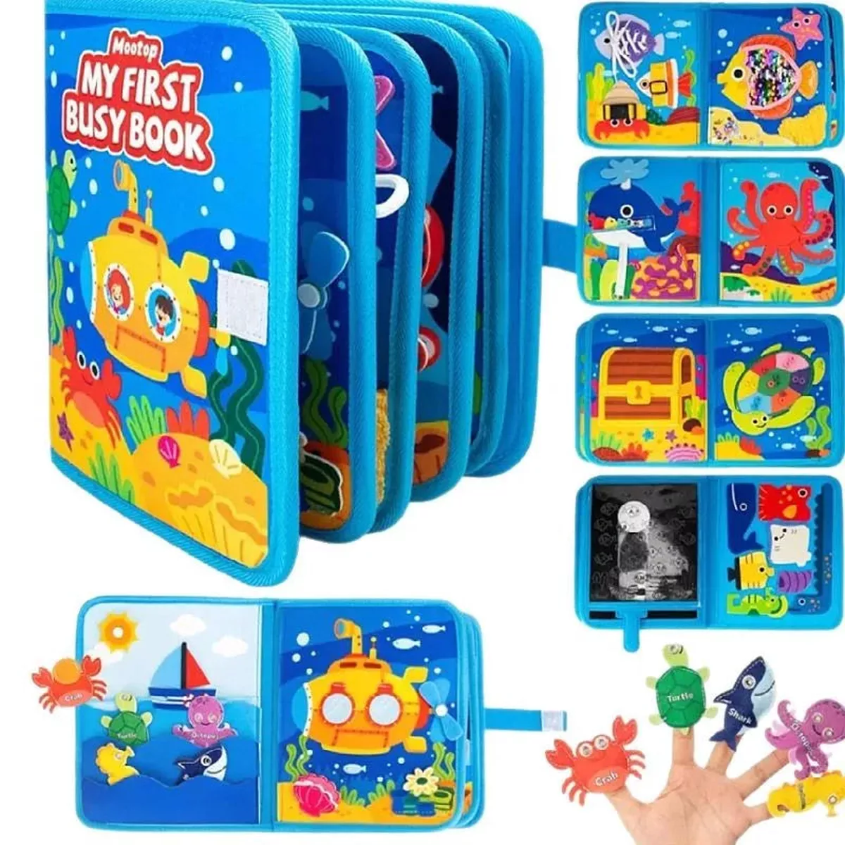 10 In 1 Busy Board Montessori Toy 3D Sea Theme Ages 1 To 5