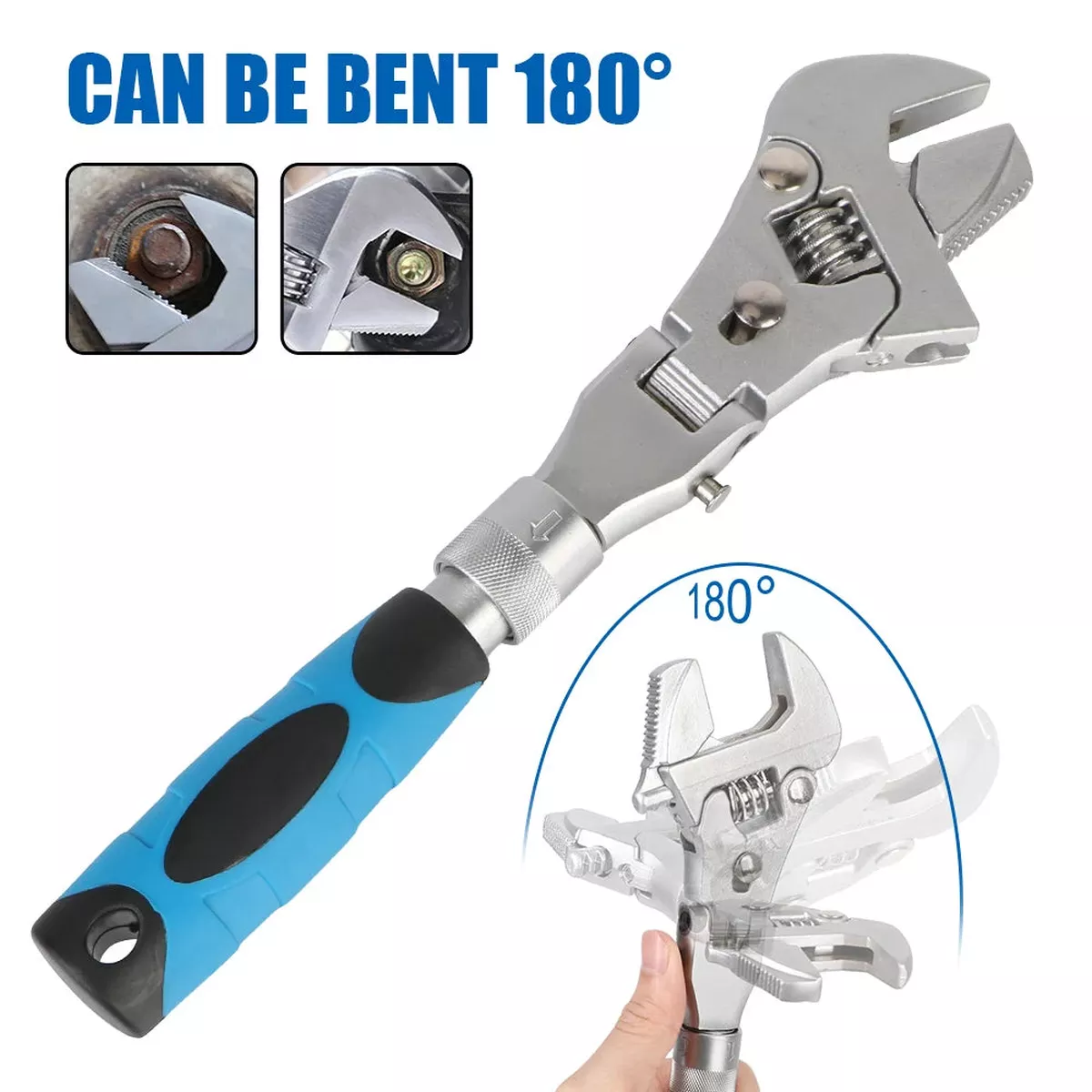 10 Inch Ratchet Wrench with 180 Degree Folding Head, 5 In 1