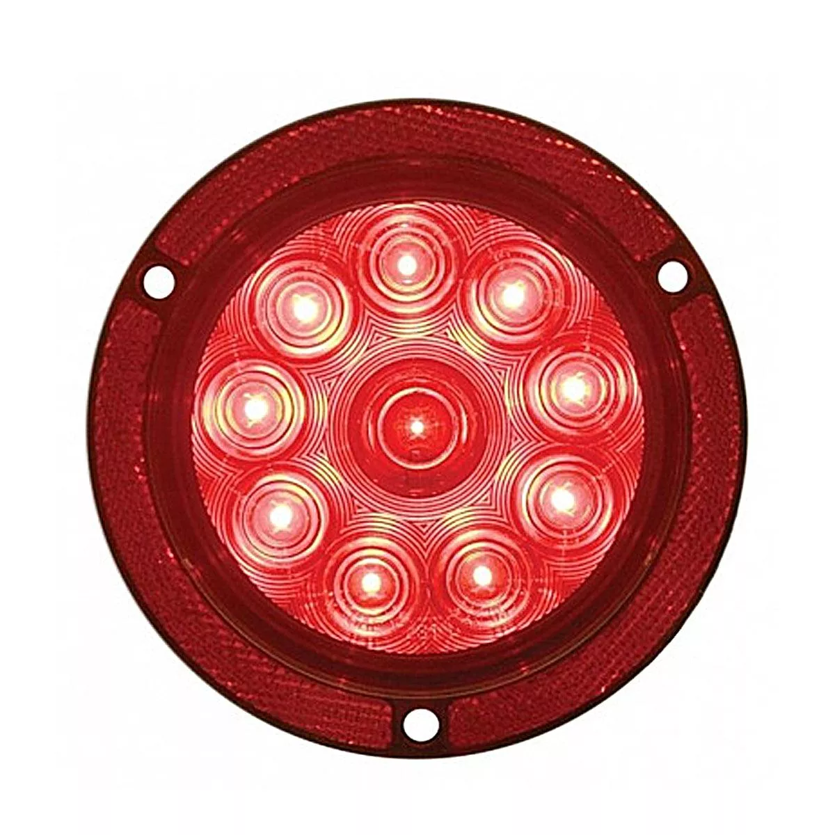 10 LED 4″ Round Reflex Flange Mount Stop, Turn & Tail Light – Red LEDs (Red Lens)