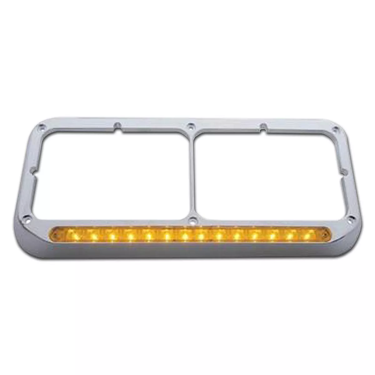 14 LED Chrome Rectangular Dual Headlight Bezel – Amber LED & Amber Lens