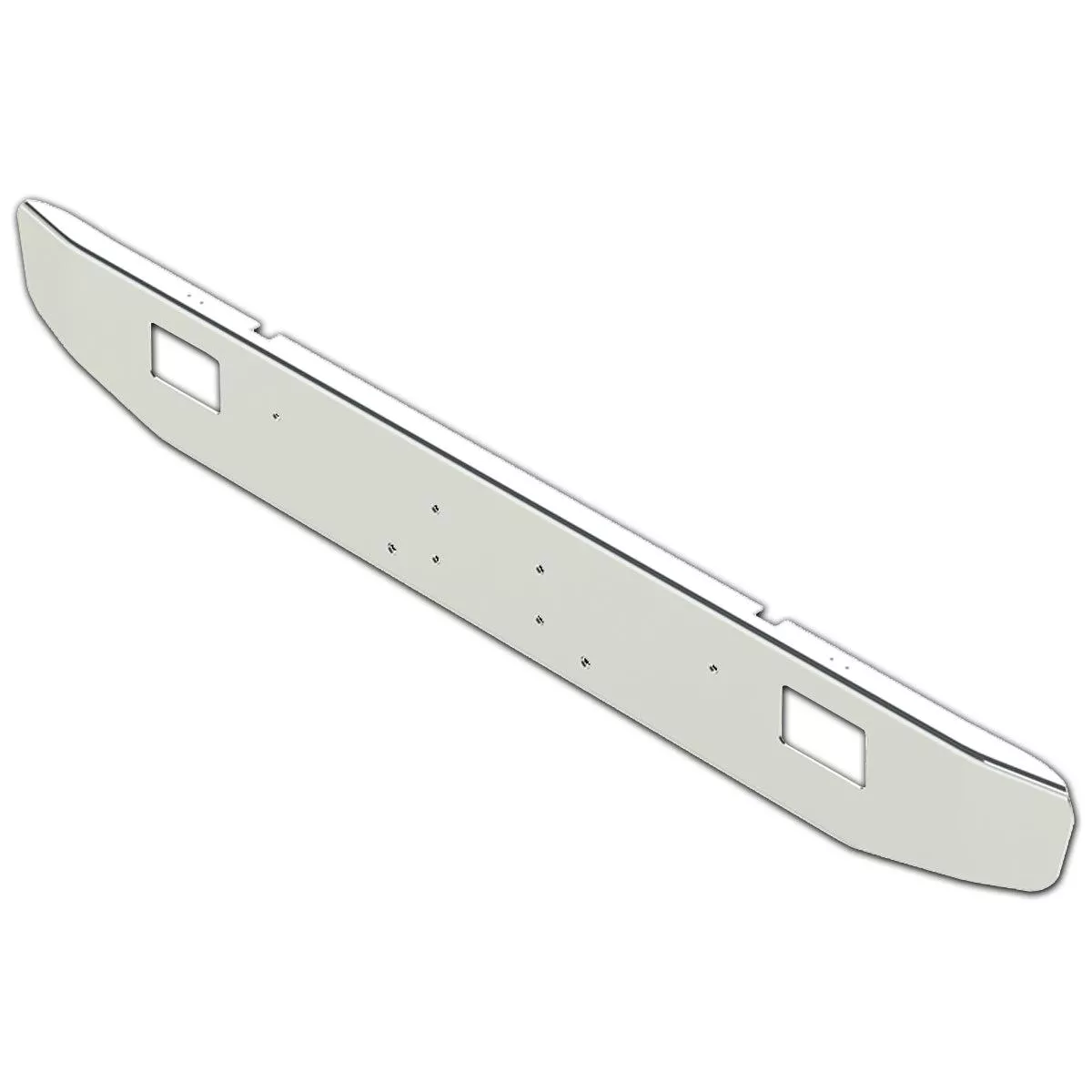 2010+ Peterbilt 388 12″ Tapered 7GA Steel Chrome Bumper w Bolt, Light & Bolt-On Hitch Holes