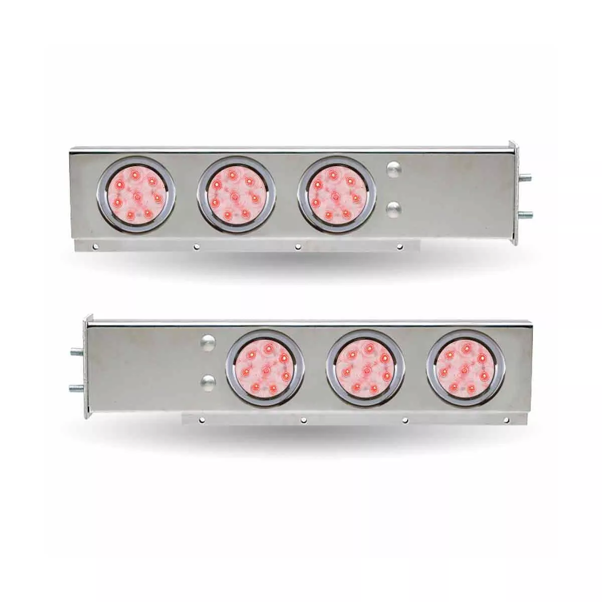 30″ LED Mud Flap Hangers with 2.5″ Bolt Spacing & 3 Red Clear LEDs