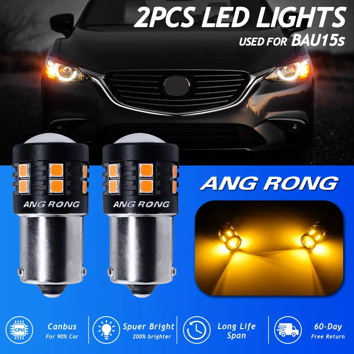 Amber PY21W BAU15s LED Turn Signal Bulbs, 15 SMD 3030, Long Life