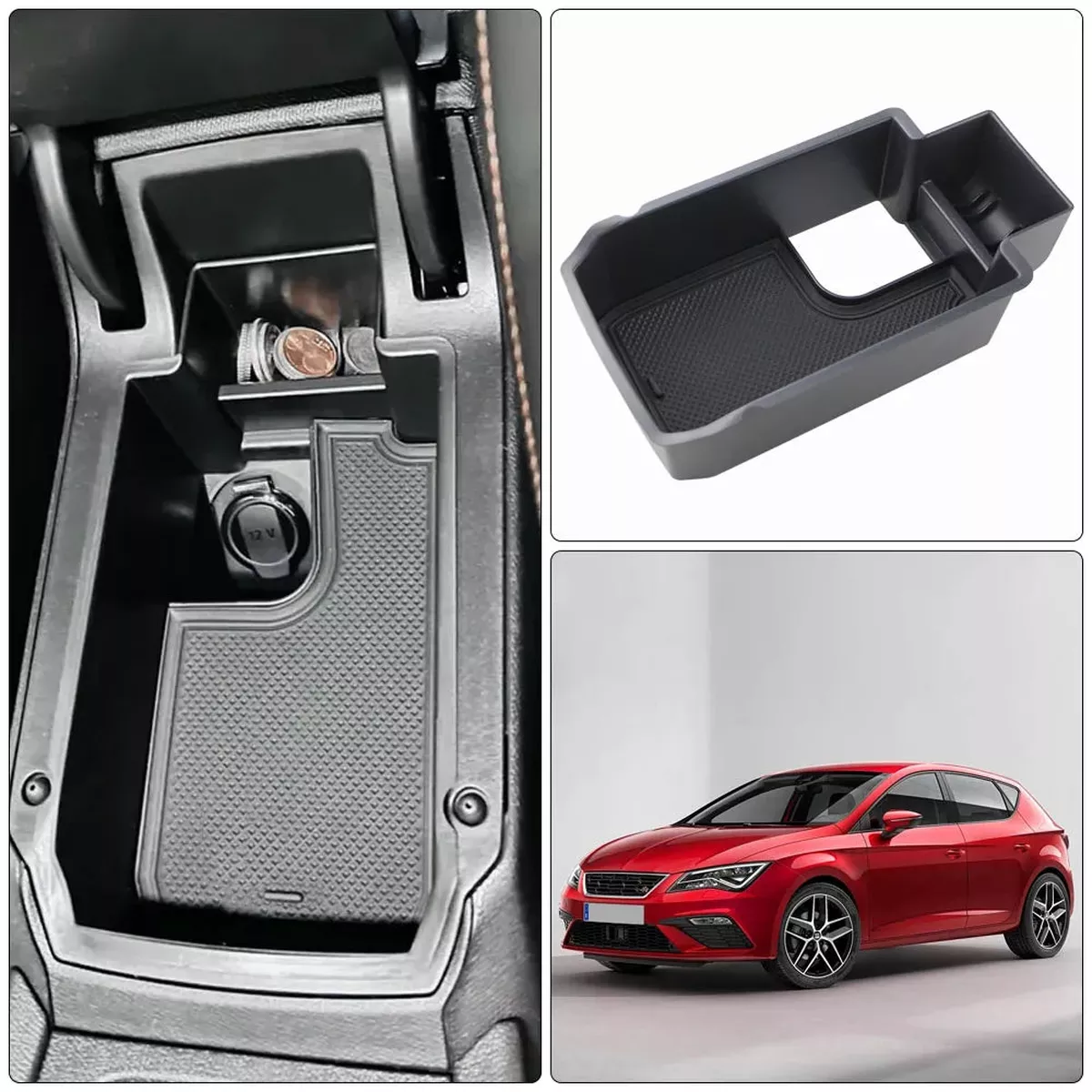 Armrest Box Storage for Seat Leon MK4 Central Console, ABS Plastic, Direct Fit Easy Install