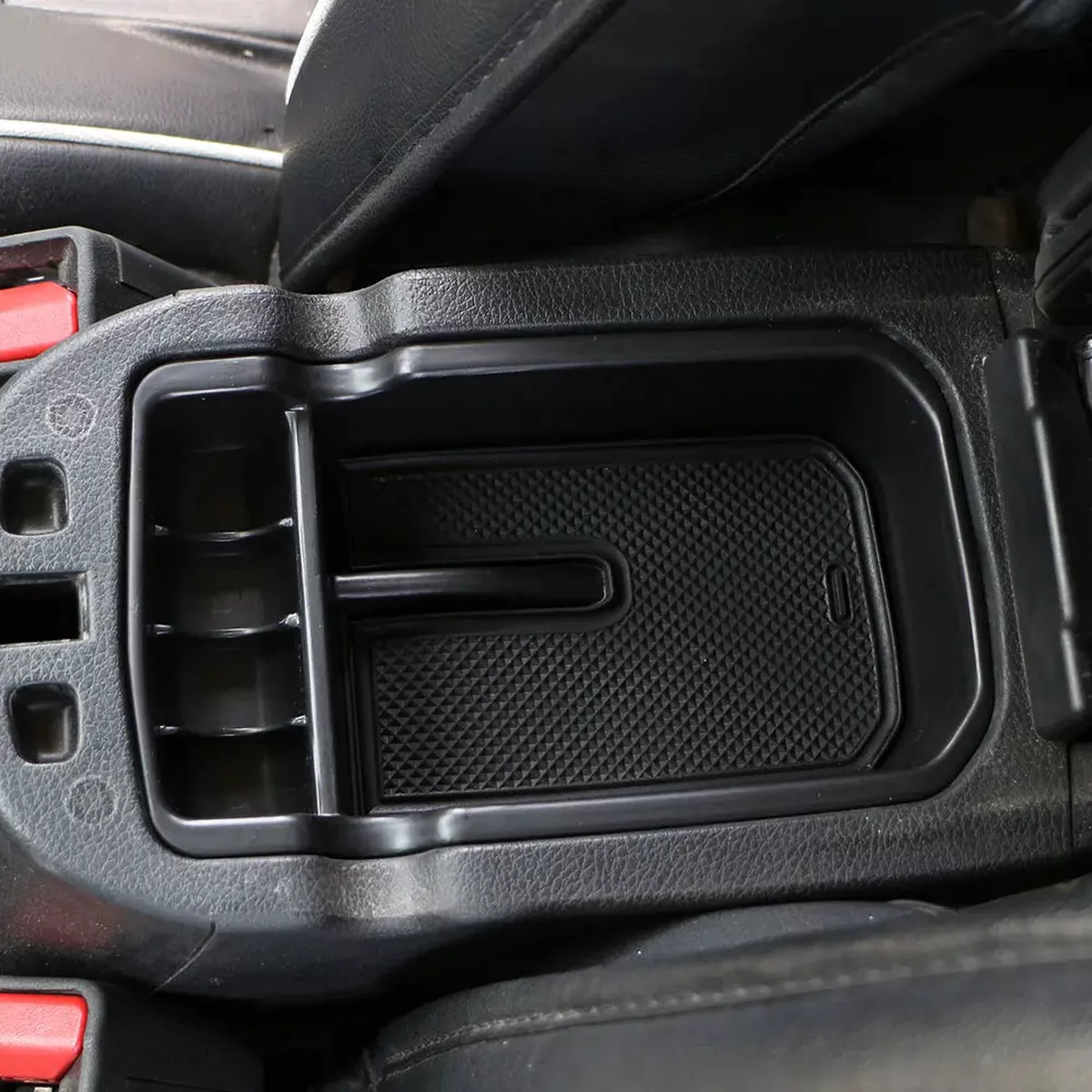 Armrest Storage Box for Jeep Compass 2017-2023 Center Console Organizer in Black ABS Plastic