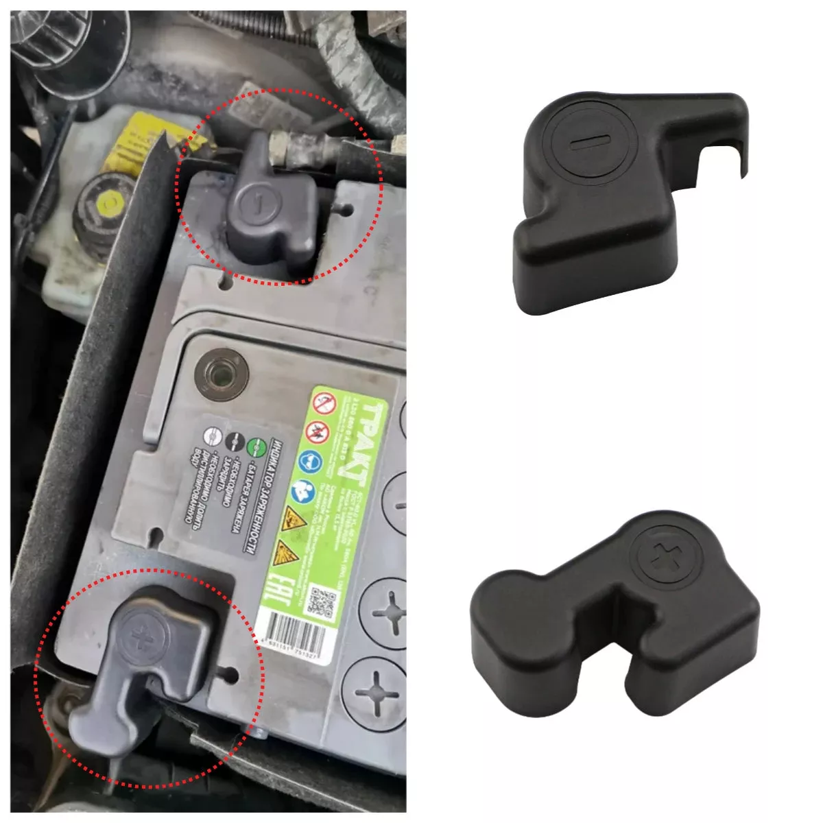 Battery Terminal Protector Cover Cap for Volkswagen Golf 7 MK7 ABS Battery Terminals, Black