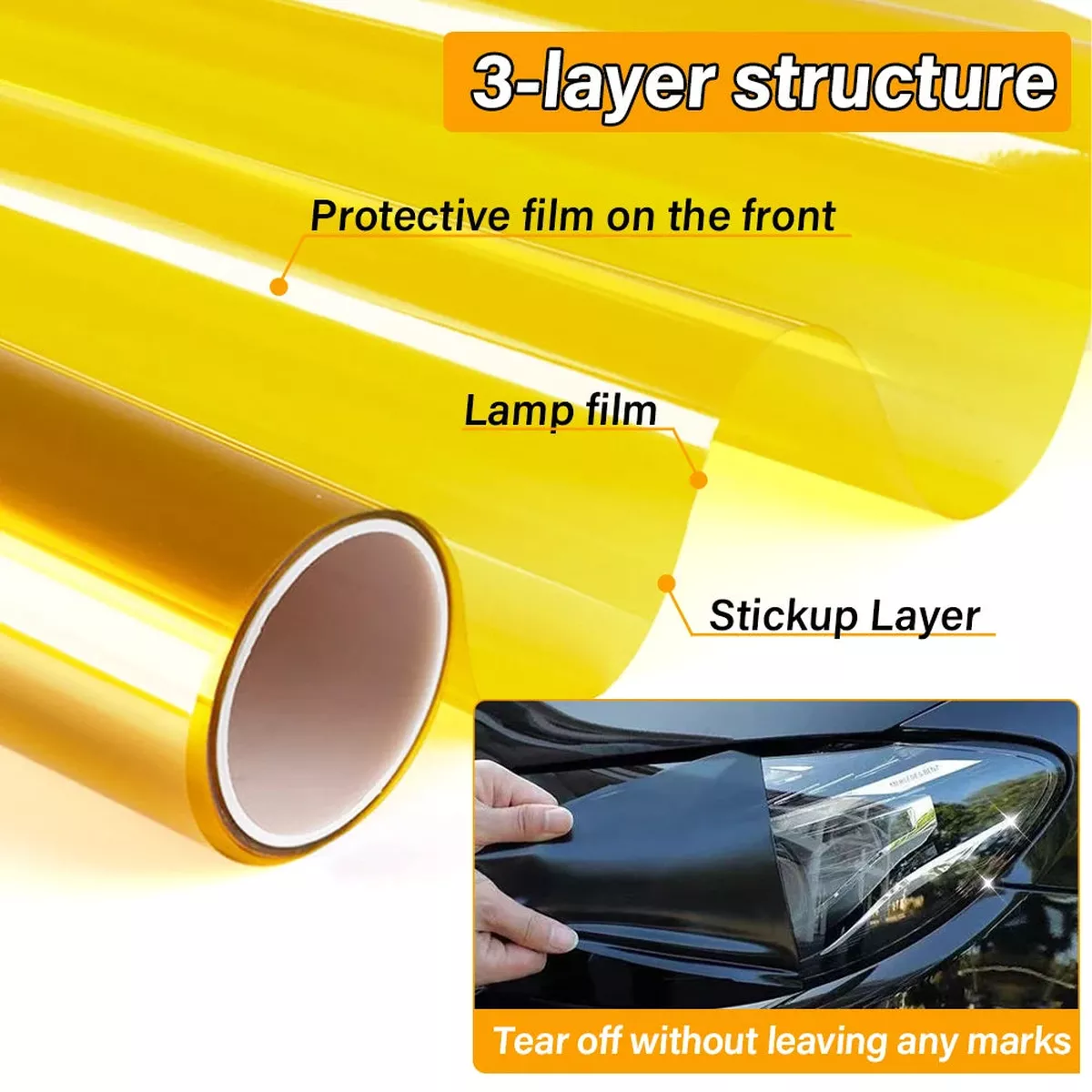 Car Headlight Film Sticker, Vinyl Film for Taillights and Fog Lights