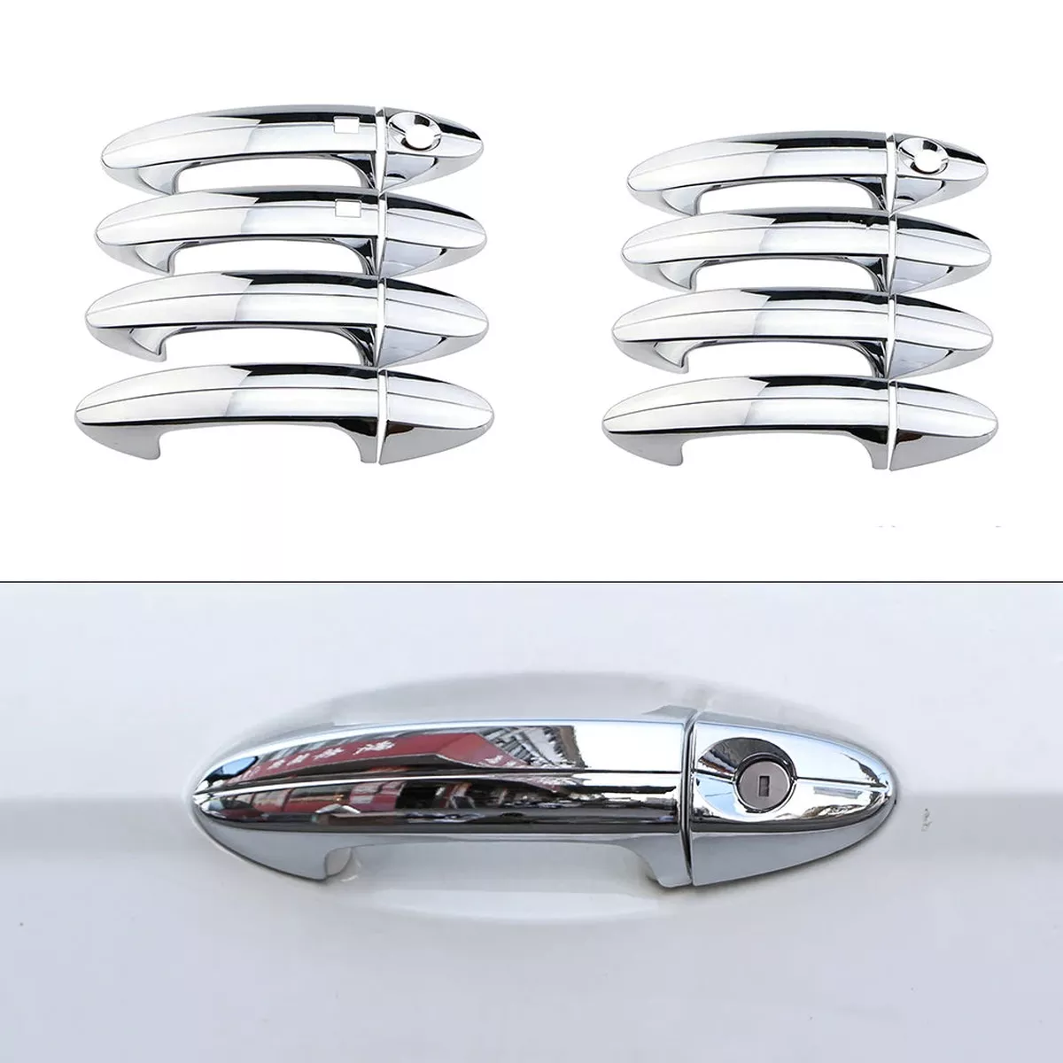 Door Handle Cover Trim for Ford Fiesta Chrome Finish 8 Piece Exterior Accessory Set 2009 2012
