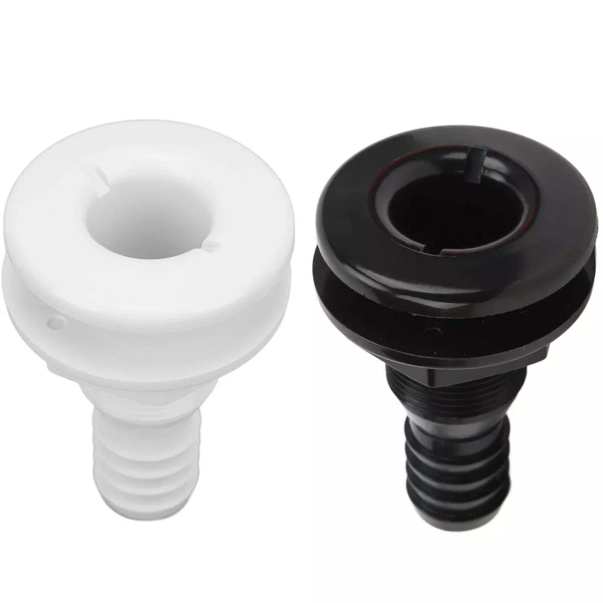 EBTOOLS 1In Thru Hull Fitting ABS, Straight Hose Connection