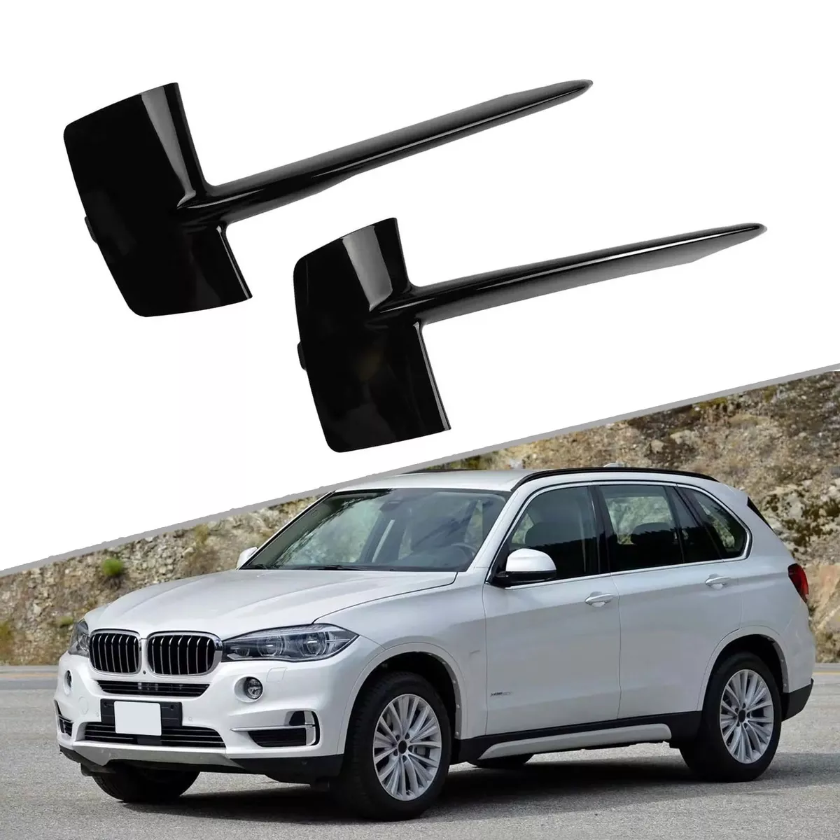 Front Bumper Grille Cover for BMW X5 F15 Direct-Fit Upgrade 2012-2018 Black Chrome Finish