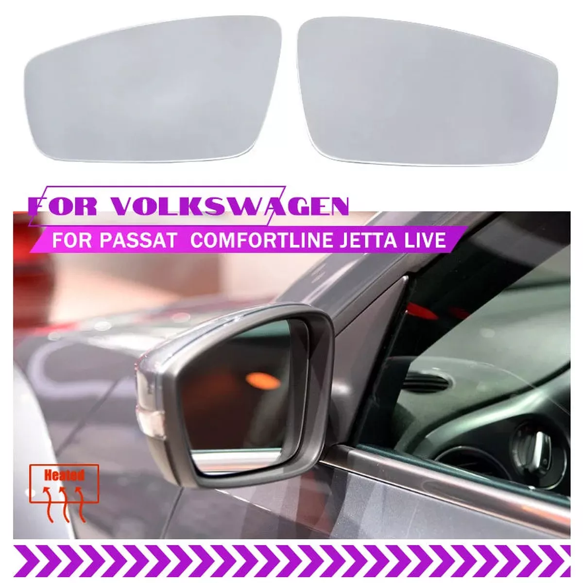 Heated Left Or Right Wing Mirror Glass For VW Jetta Mk6
