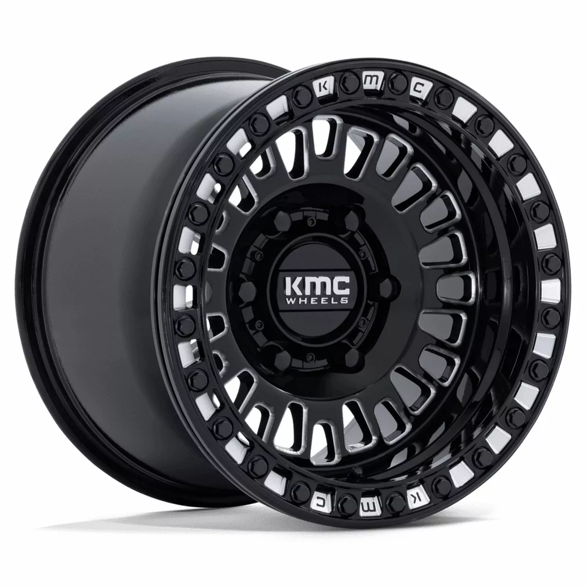 KMC Powersports Ks242 Aztec Utv Beadlock 15×7 6×139.7 38 100.3 Gloss Black Milled