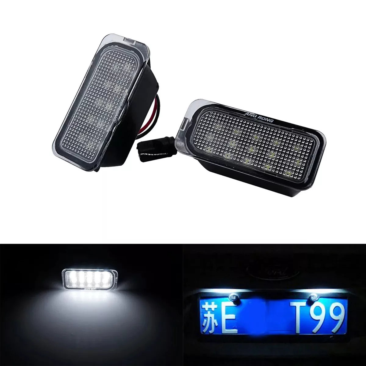 License Plate Light Pair for Ford Tourneo Transit, 15-SMD White LED Lamps, 6000K