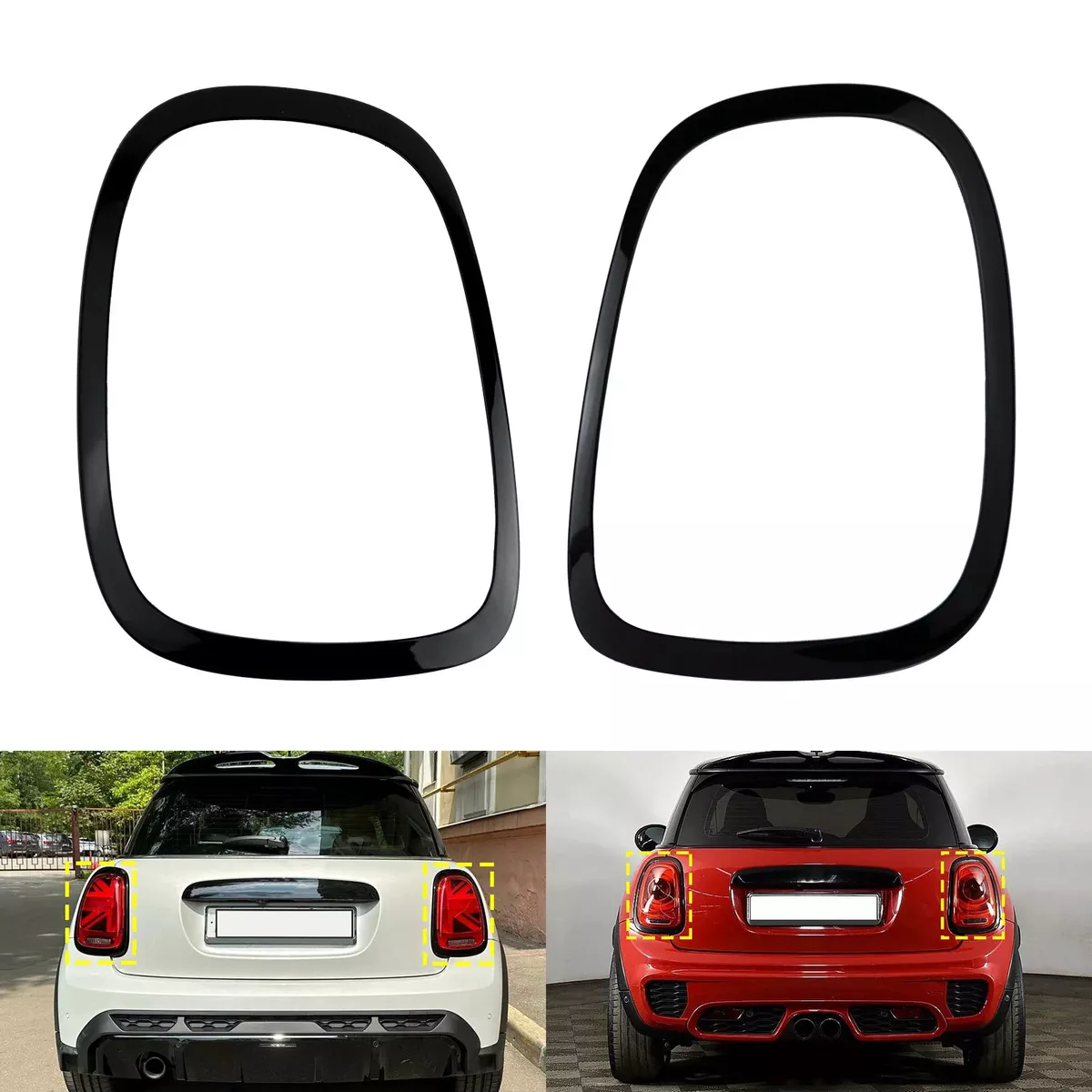 Mini Cooper F55 F56 F57 Rear Taillight Bezel Covers, Gloss Black, Left and Right