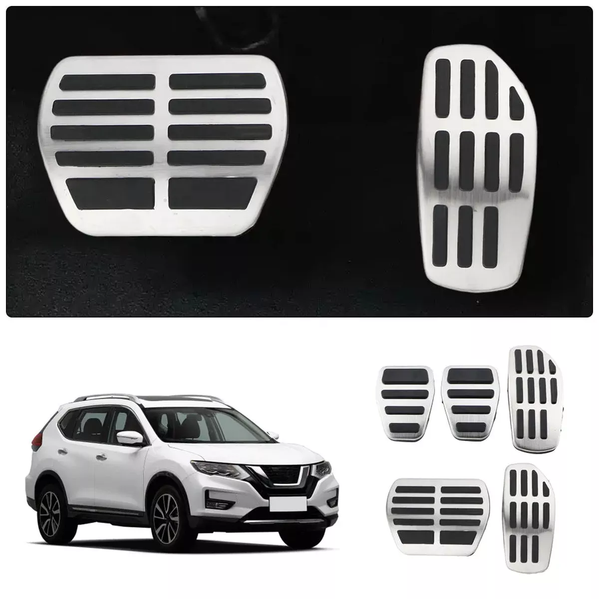 Nissan Rogue X Trail Qashqai Sentra Pedal Pad Cover, Stainless Steel And Rubber