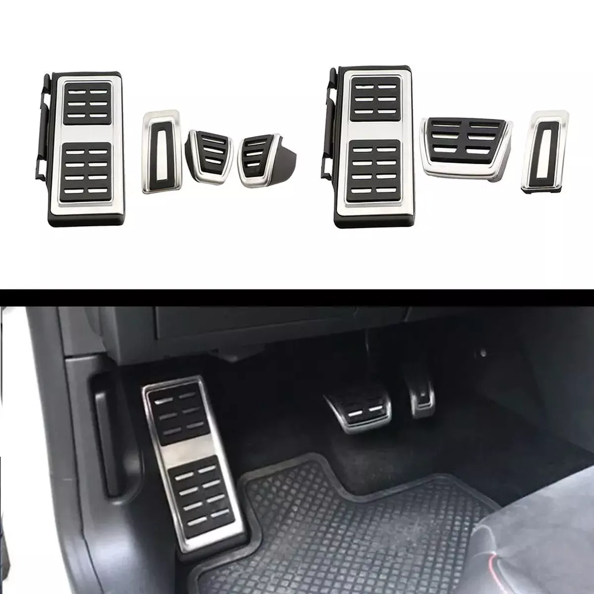 Pedal Cover Set for Seat Leon 5F MK3, Stainless Steel and Rubber, Compatible with Skoda Octavia A7 and VW Golf 7
