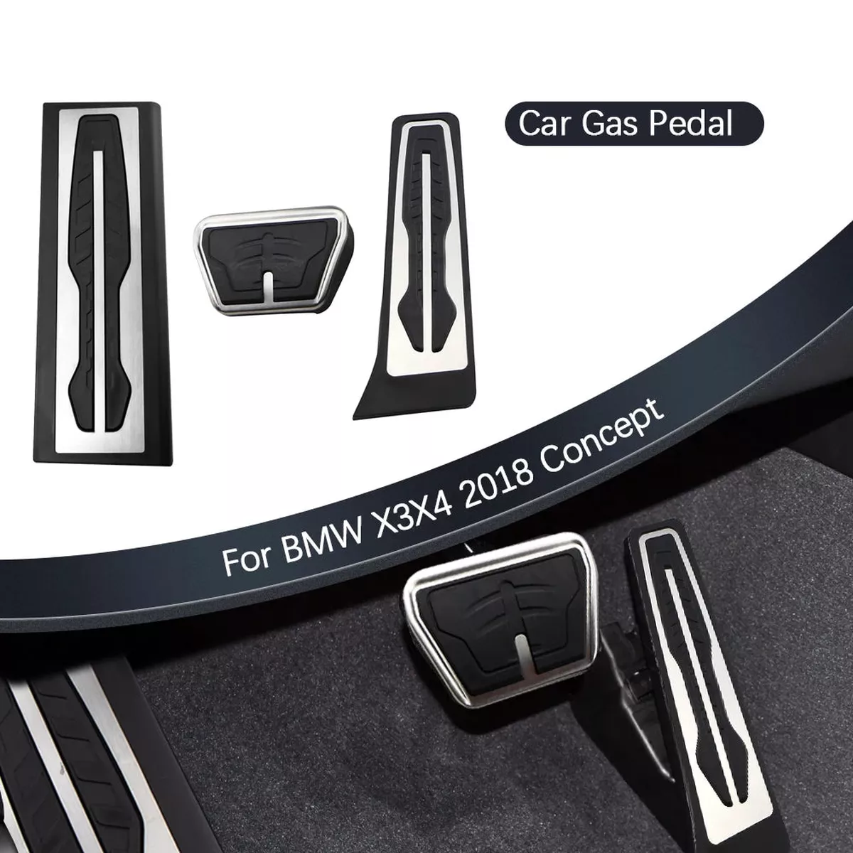 Pedal Set for BMW X4 G02 F97 F98 and X3 G01 Automatic – Stainless Steel and Rubber