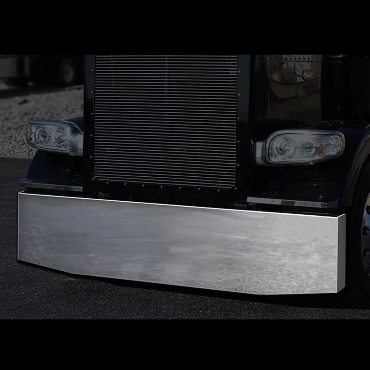 Peterbilt 359/379/388/389/567 20″ Blind Mount Stainless Steel Tapered Boxed End Bumper