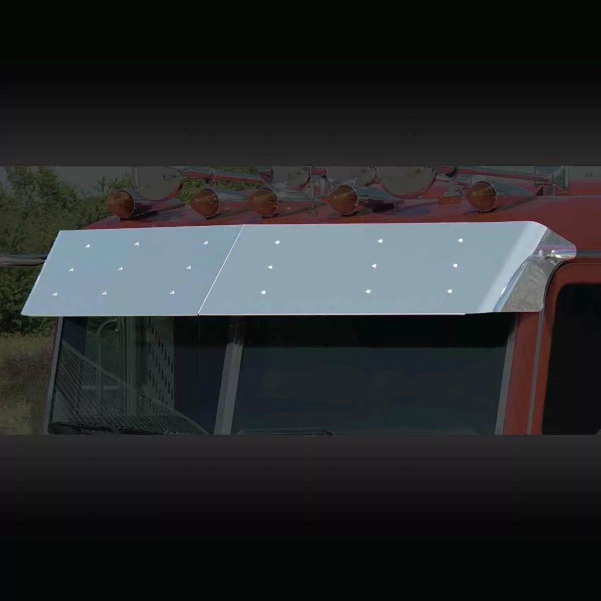 Peterbilt 379/389 Flat Top 13.5″ Drop Visor by Roadworks