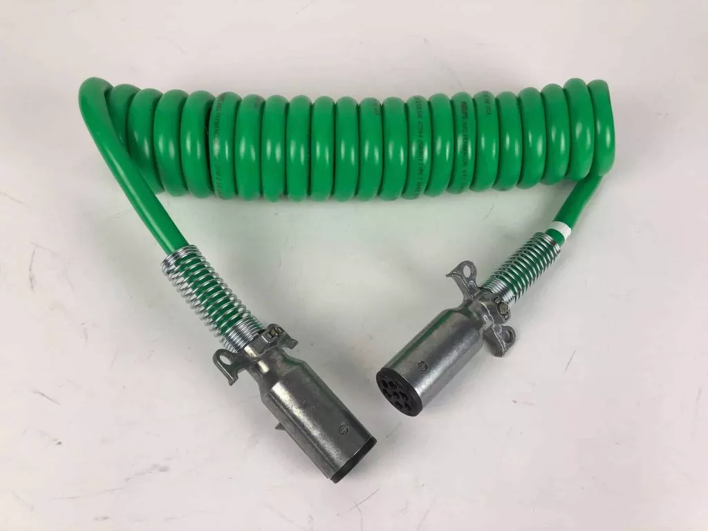Phillips 15′ Coiled 7 wire Power Cord for Trucks with ABS- Green
