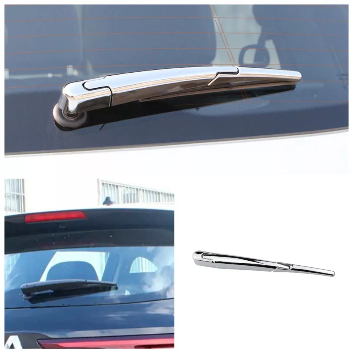 Rear Wiper Blade Cover Trim 3-Piece Set for Renault Koleos QM6 ABS Durable Finish
