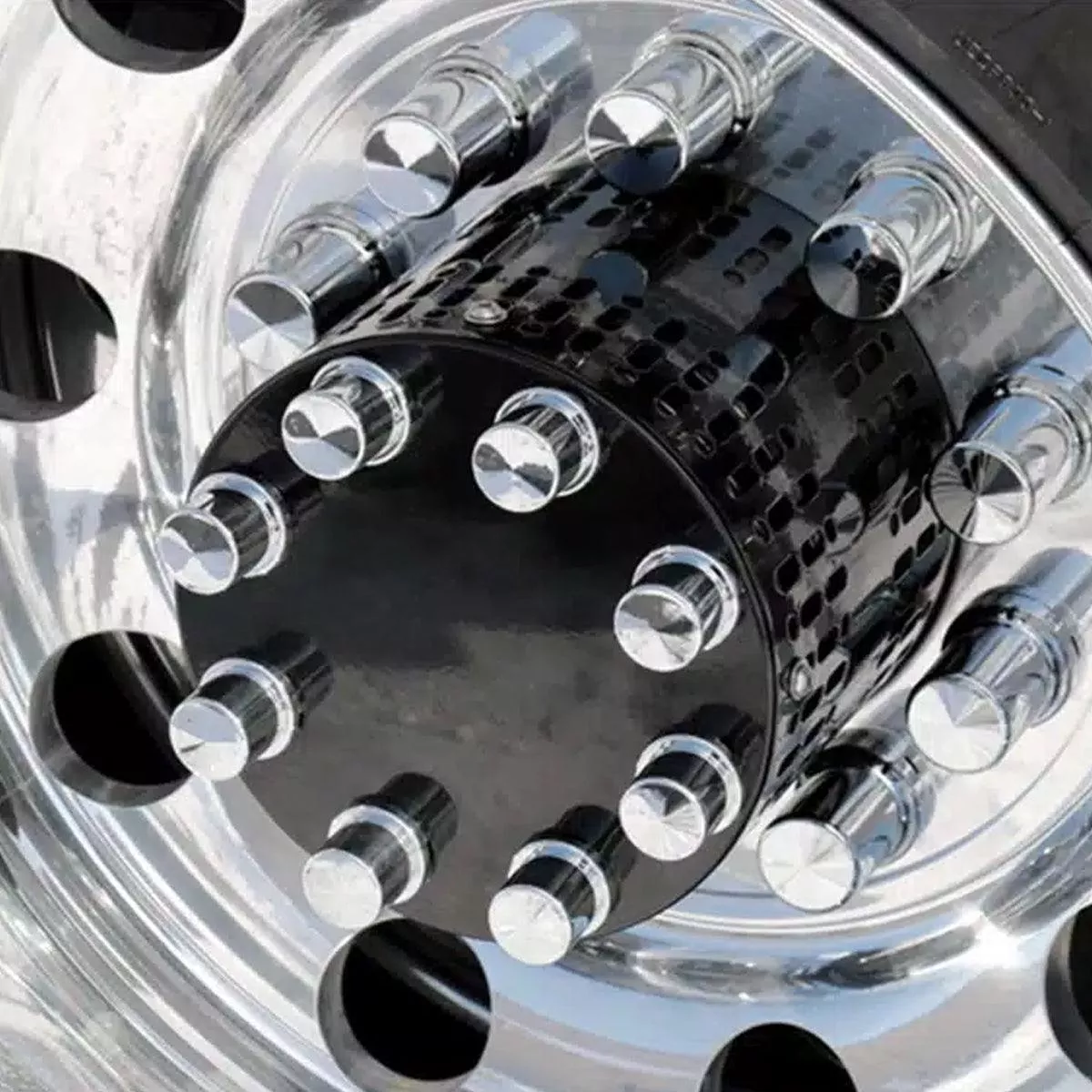 Stainless Steel Multi-Fit Hub Cover w/ 33mm Chrome Plastic Nut Covers