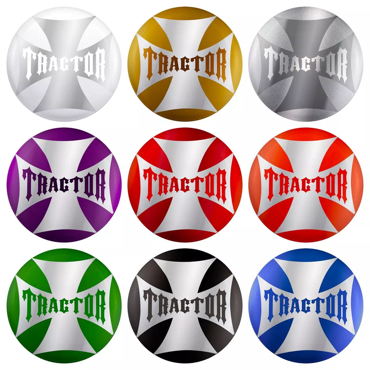 “Tractor” Maltese Cross Air Valve Knob Candy Color Sticker (Various Colors)