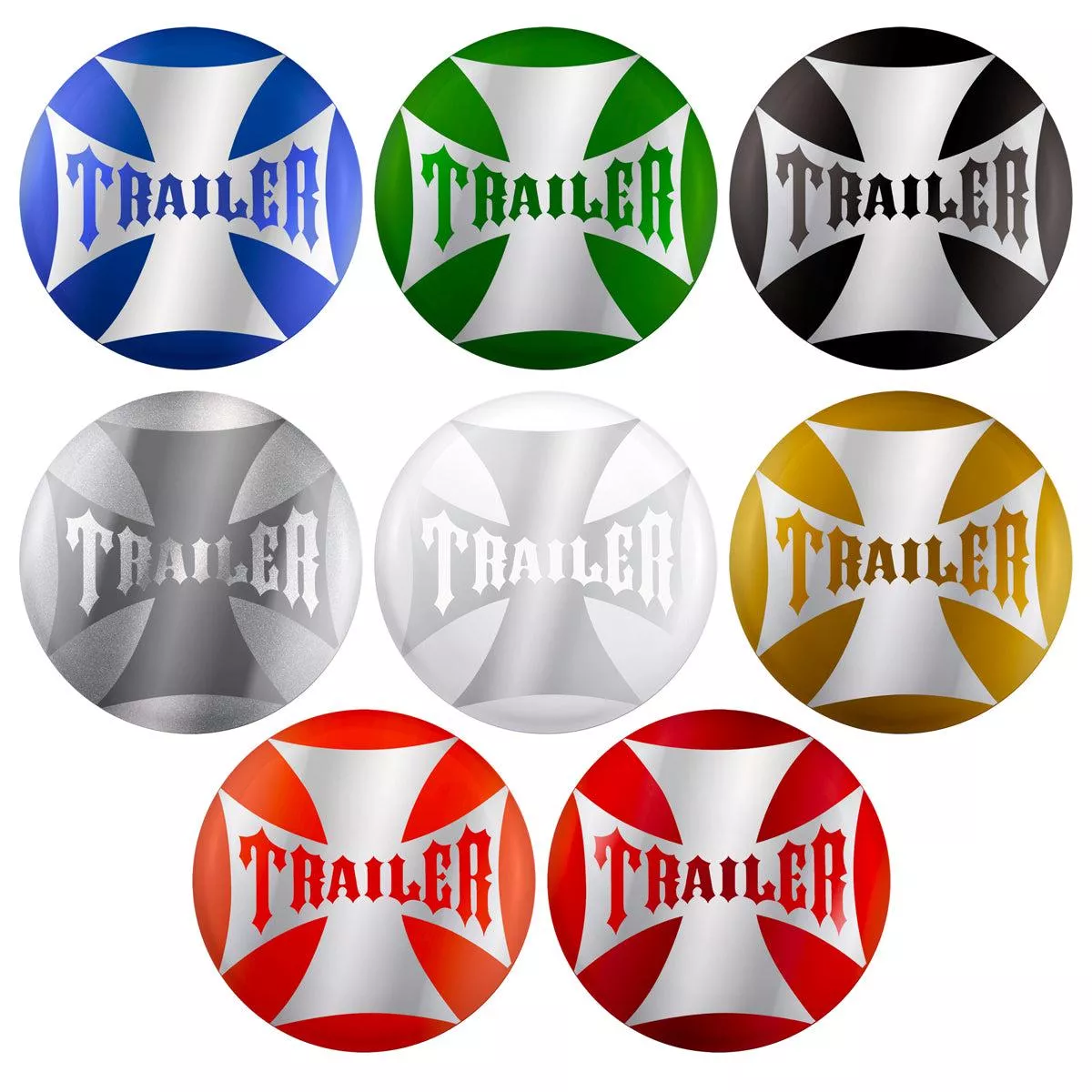 “Trailer” Maltese Cross Air Valve Knob Candy Color Sticker Only (Various Colors)