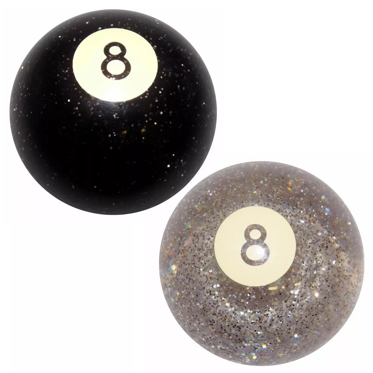 Twisted Shifterz – #8 Glitter Billiard Ball Shift Knob (Transparent Black or Clear)