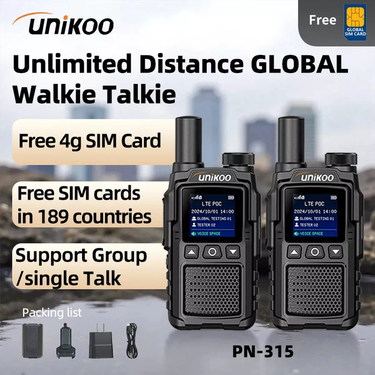 Unikoo PN325 Walkie Talkie Unlimited Distance Global Communication