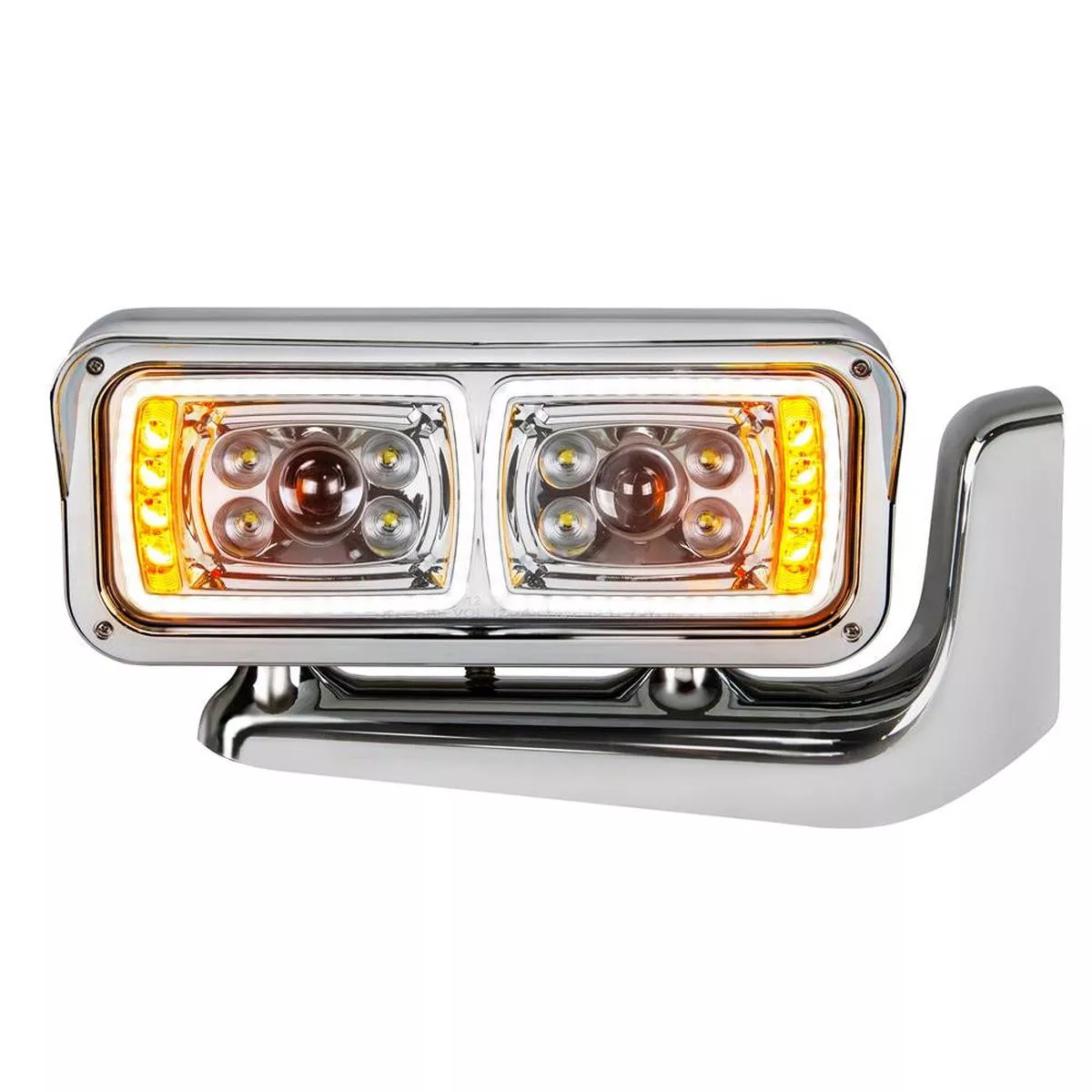United Pacific 10 LED “Chrome” Headlight Assembly w Mount Arm – Passenger or Driver