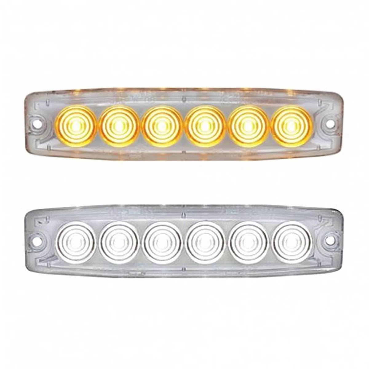 United Pacific – 6 High Power LED Super Thin Warning Light (Amber or White – Clear Lens)
