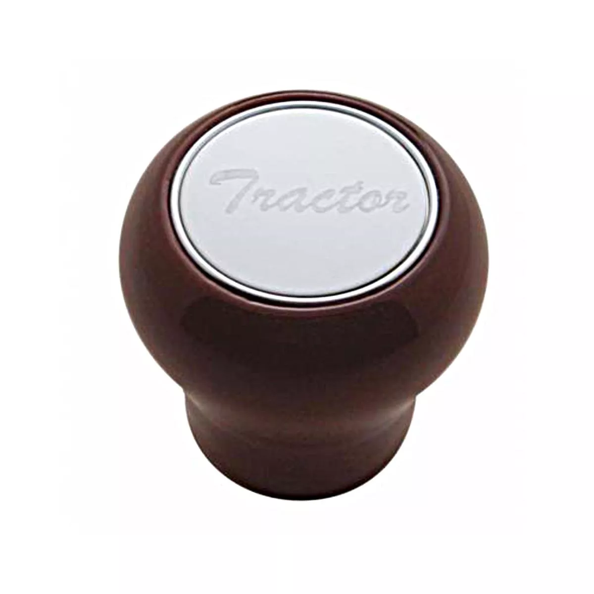United Pacific “Tractor” Wood Air Valve Knob (Stainless Steel Plaque)