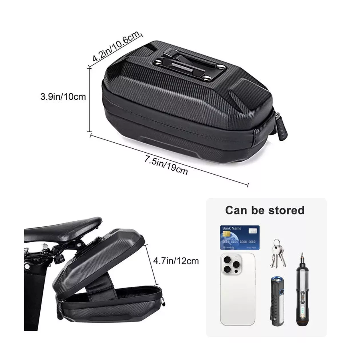 Waterproof EVA Hard-Shell Bicycle Saddle Bag with Reflective Strips