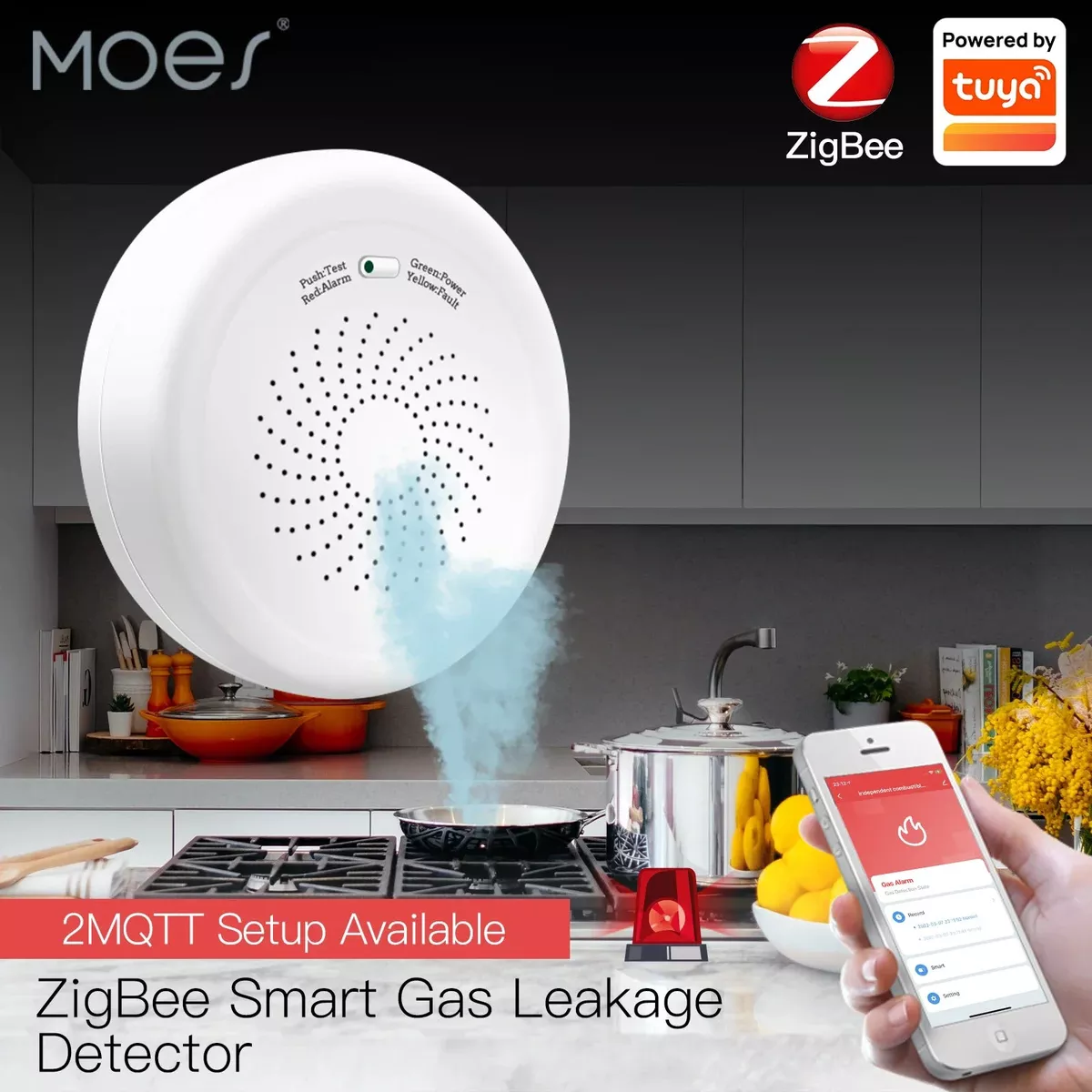 ZSS-QY-GL-U-EN ZigBee Gas Leakage Detector with Tuya App